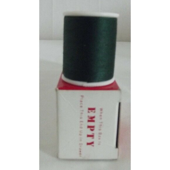 J&P Coats Thread Box Lot of 6 Spools Green Topstitching & Buttonhole 300 yds vtg - Picture 6 of 7
